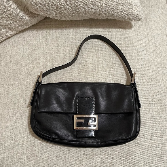 Fendi, Bags, Vintage Fendi Black Leather Baguette Bag